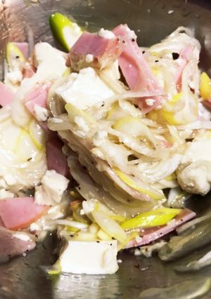 ハムとネギと豆腐のおつまみサラダ-レシピのメイン写真
