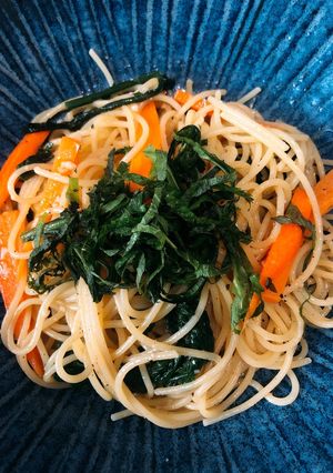 にんじんと春菊のやみつきパスタ-レシピのメイン写真