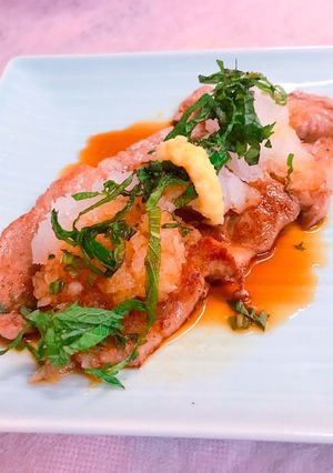 豚ロース焼肉におろしポン酢をかけただけ-レシピのメイン写真