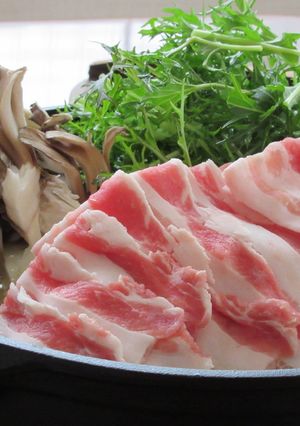 焼きあごだしで！豚バラ肉と水菜のみぞれ鍋-レシピのメイン写真