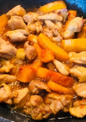 かぼちゃと鶏肉の甘辛炒め-レシピのメイン写真