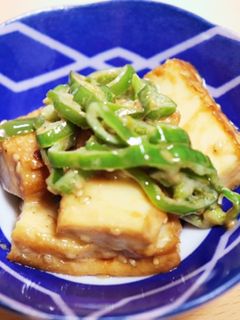 ☆厚揚げ豆腐とピーマンのオイマヨ炒め☆-レシピのメイン写真