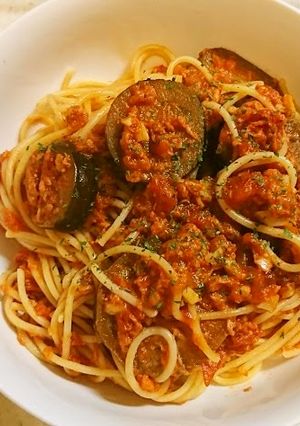 ナスのトマトソースパスタ-レシピのメイン写真