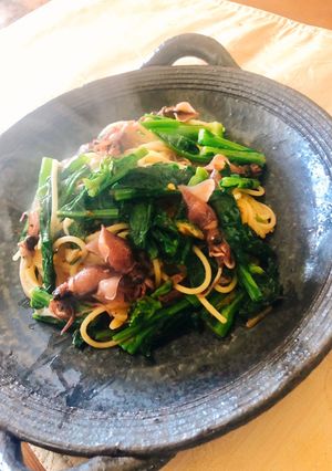 菜の花食べよ♪蛍イカとアンチョビのパスタ-レシピのメイン写真