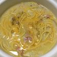 豆乳鍋の〆にカルボナーラスパゲティ