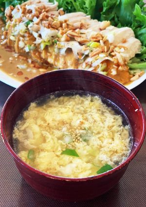 よだれ鶏の茹で汁で簡単美味しい玉子スープ-レシピのメイン写真