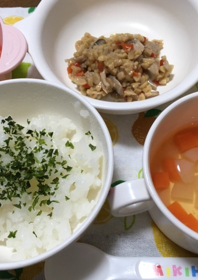 10ヶ月☆ごはん 納豆和え 和風スープ-レシピのメイン写真