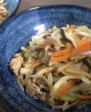 冬野菜のせん切り炒め(大根の皮消費にも)