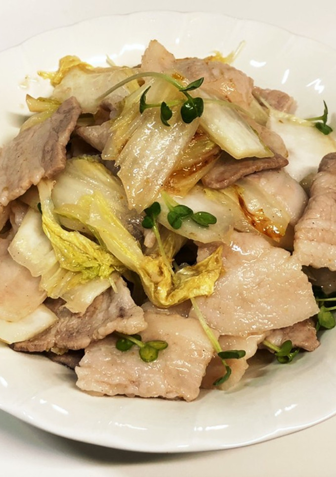 白菜と豚ばら肉のゆず胡椒炒め♪-レシピのメイン写真