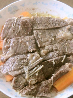 風邪ひきさん、牛肉とえのき茸の簡単調理-レシピのメイン写真