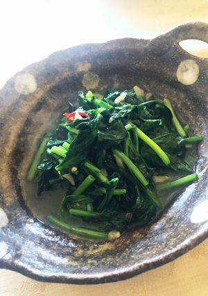 青菜炒め（ほうれん草）で元気モリモリ♪-レシピのメイン写真
