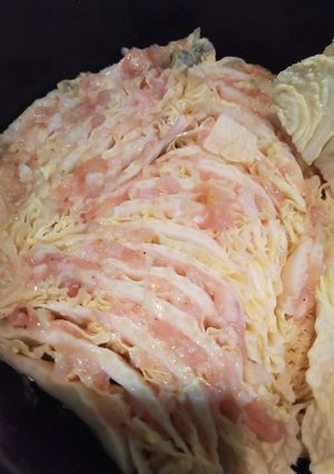 鶏ミンチ鶏つみれでミルフィーユ鍋-レシピのメイン写真