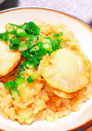 ▼バター香るベビー帆立の簡単炊き込みご飯-レシピのメイン写真