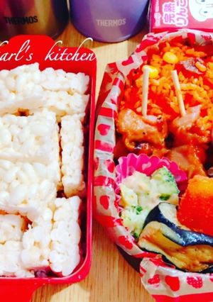 簡単チキンライス焼鳥洋風バレンタイン弁当-レシピのメイン写真