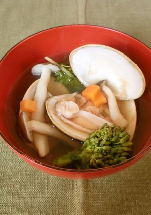 はまぐりと春野菜のお吸物-レシピのメイン写真