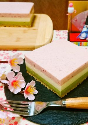 ✿ひな祭りデザート✿三色レアチーズケーキ-レシピのメイン写真