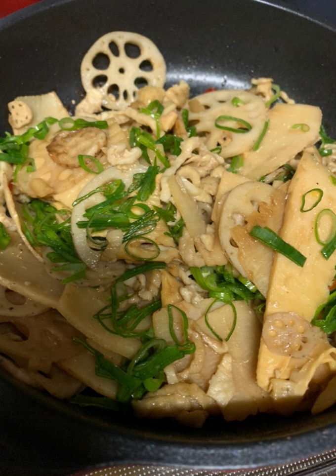 筍と蓮根と鶏皮の中華風炒め-レシピのメイン写真