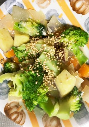 全てレンジ根菜だけ肉なしミルクあんサラダ-レシピのメイン写真