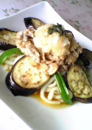 ♬ カリカリ豚とナスのおろしうどん ♬-レシピのメイン写真