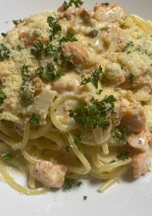 スモークサーモンと生クリームスパゲッティ-レシピのメイン写真