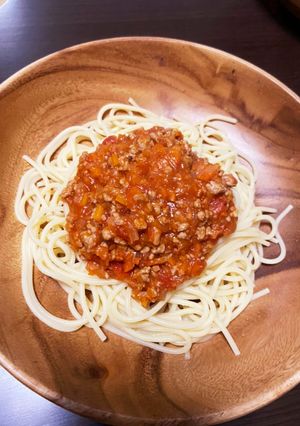 ミートソースパスタ-レシピのメイン写真