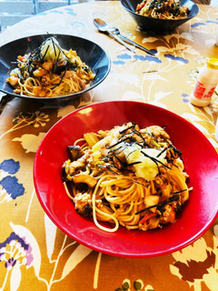 鶏挽き肉とタラと野菜の簡単和風パスタ-レシピのメイン写真
