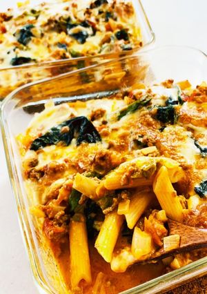 ココナッツトマトソースの焼きチーズパスタ-レシピのメイン写真