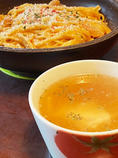 パスタの茹で汁でコンソメスープ-レシピのメイン写真