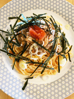 あるものアレンジ♫たらこ納豆の満腹パスタ-レシピのメイン写真