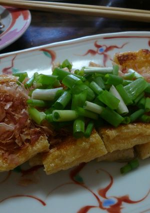焼いた油揚げの葱、かつぶし載せ-レシピのメイン写真
