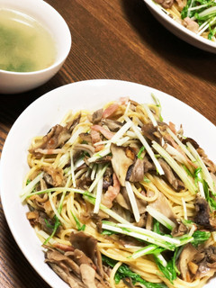 舞茸と水菜のパスタ-レシピのメイン写真