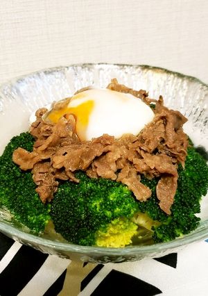 ブロッコリーと牛肉と半熟卵の温サラダ♪-レシピのメイン写真