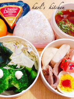 簡単ゆる糖質制限弁当サラダチキンゆで卵-レシピのメイン写真