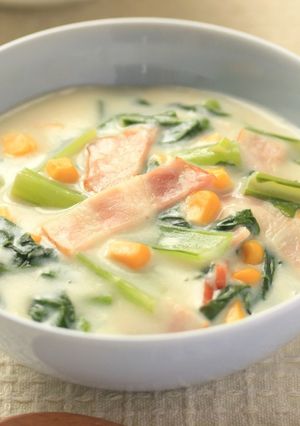 ホワイトソースいらず！小松菜のクリーム煮-レシピのメイン写真
