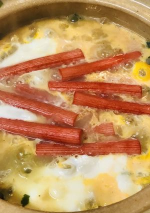 〆の雑炊●カニカマ＆玉子のわかめ雑炊-レシピのメイン写真