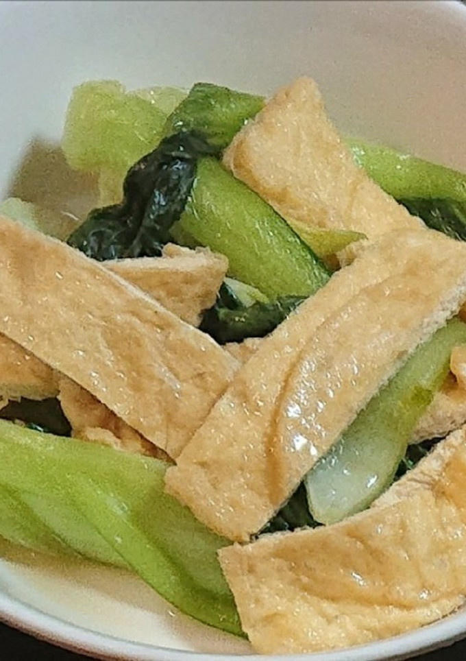 超簡単♪チンゲン菜と手揚げ油あげの塩炒め-レシピのメイン写真