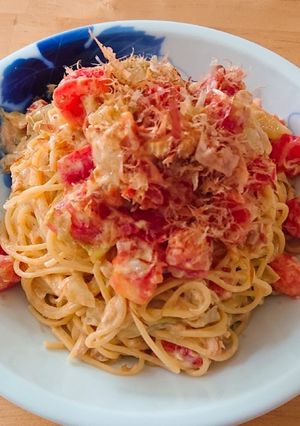 トマトとキャベツのクリチパスタ-レシピのメイン写真