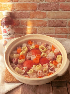 冷凍トマトとクルクル野菜のこれうまつゆ鍋-レシピのメイン写真