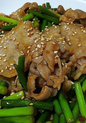 豚肉とにんにくの芽のピリ辛炒め-レシピのメイン写真