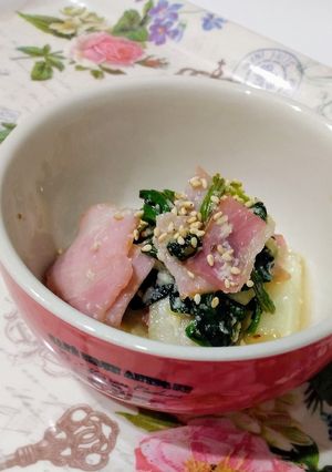 白菜小松菜のベーコンこうじ炒め-レシピのメイン写真