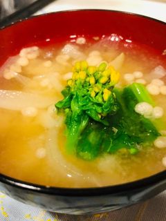 菜の花と大根のお味噌汁。-レシピのメイン写真