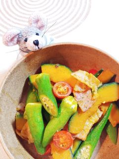 オクラとかぼちゃのカレー炒め-レシピのメイン写真