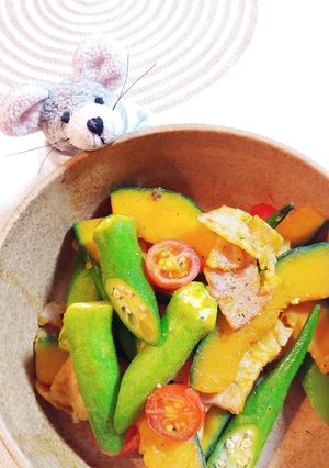 オクラとかぼちゃのカレー炒め-レシピのメイン写真