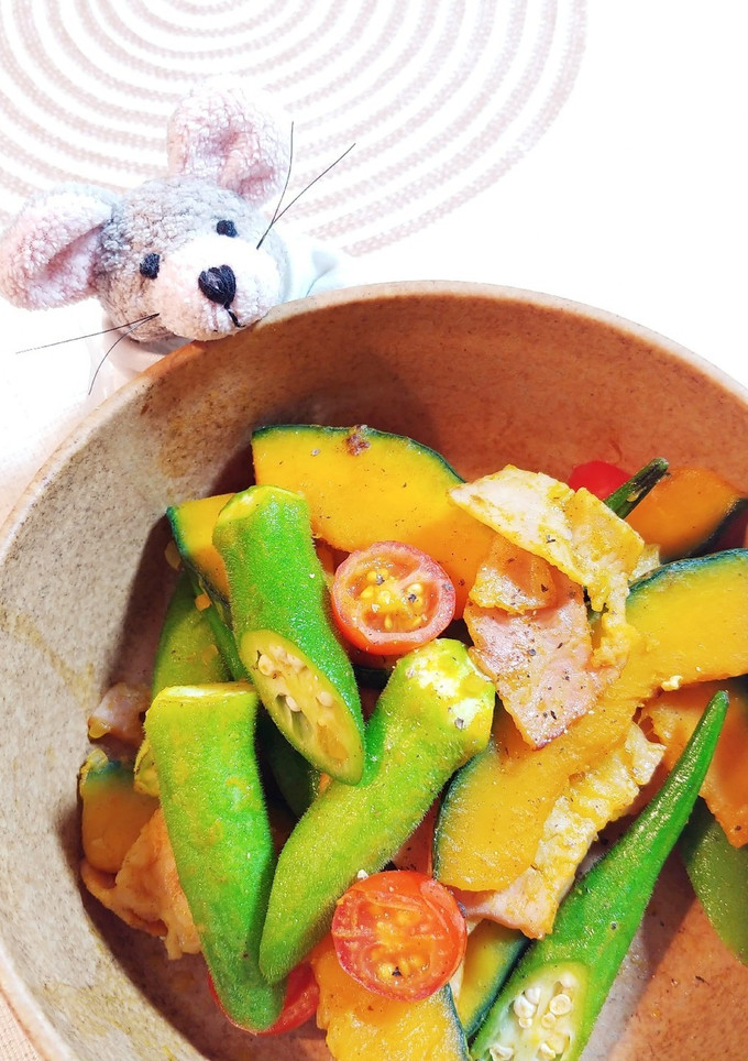 オクラとかぼちゃのカレー炒め-レシピのメイン写真