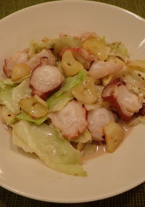 ミズダコとキャベツの味噌クリーム炒め-レシピのメイン写真