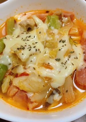 鶏むね肉と野菜のトマトスープ(^O^)-レシピのメイン写真