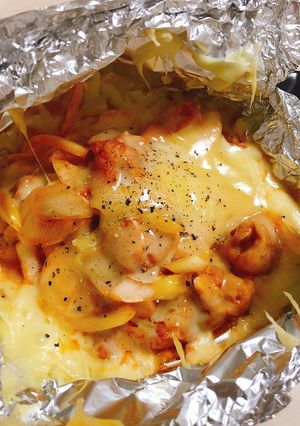 簡単汚れないチーズタッカルビのホイル焼き-レシピのメイン写真