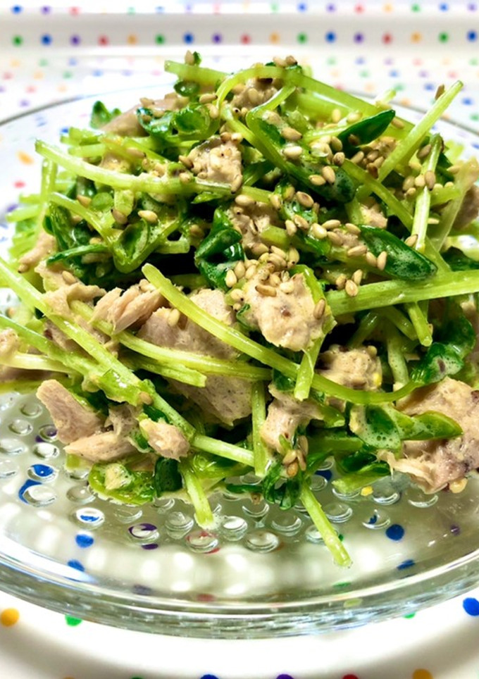 香ばし♪豆苗とツナの胡麻マヨサラダ＊簡単-レシピのメイン写真