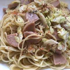 รูปของ キャベツとハムとパスタのマヨソテー