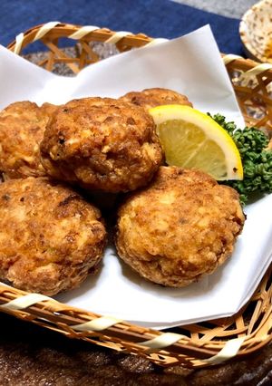 こんがり＊豚ひき肉と竹の子のつくね揚げ-レシピのメイン写真